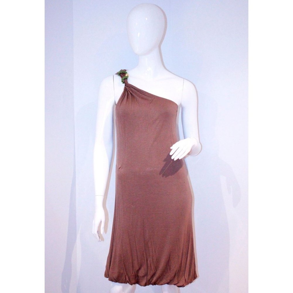 SUPERTRASH Born in L.A Brown BUBBLE Shoulder DRESS ( XS )